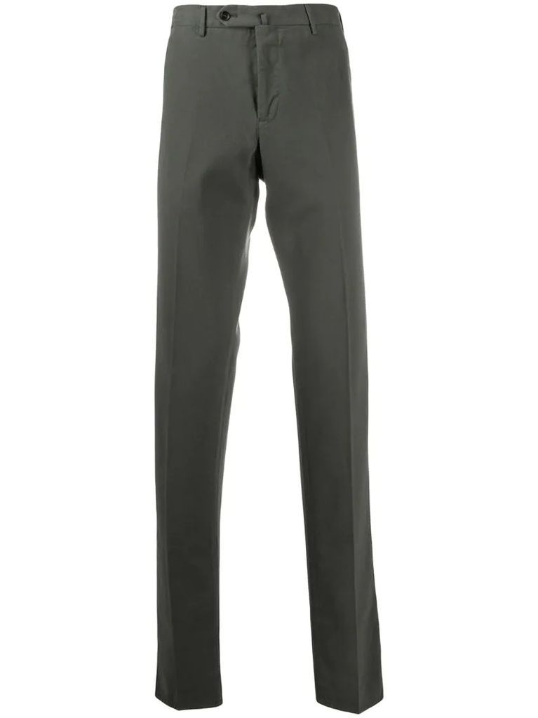 straight leg buttoned trousers