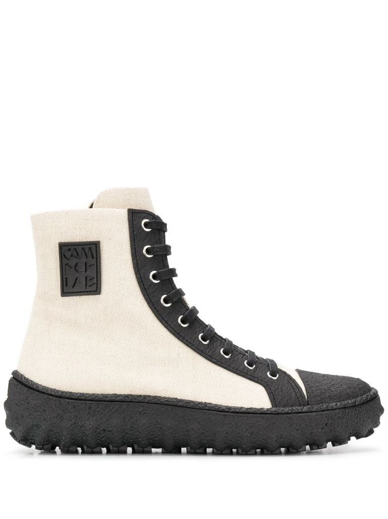 ridged sole high-top sneakers