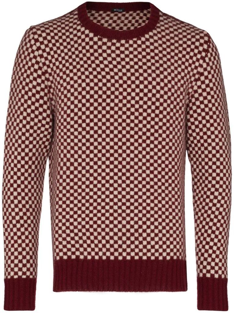 check-pattern cashmere jumper