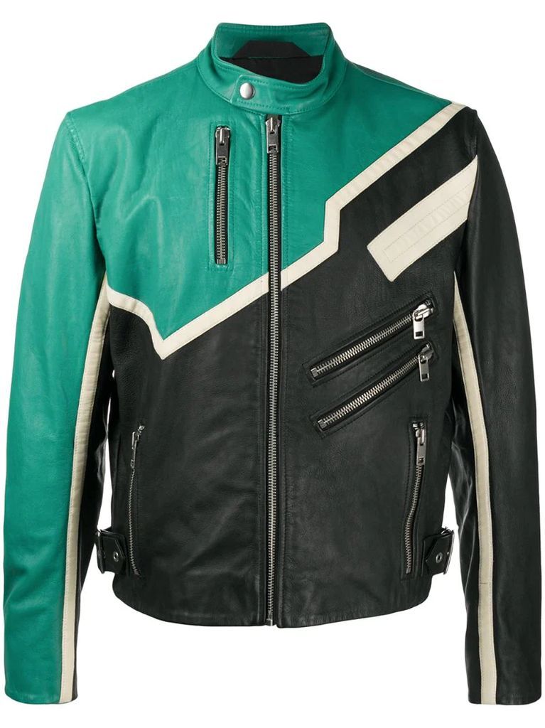 contrast panel biker jacket