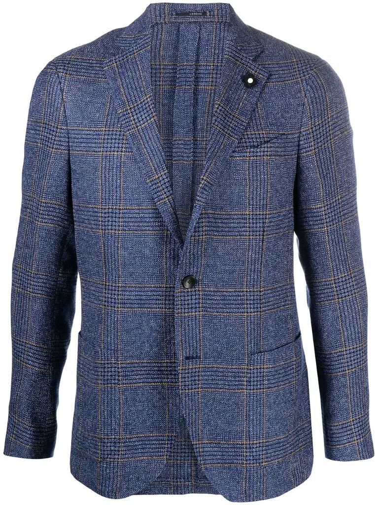 checked single-breasted blazer