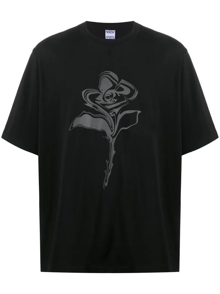 rose motif T-shirt