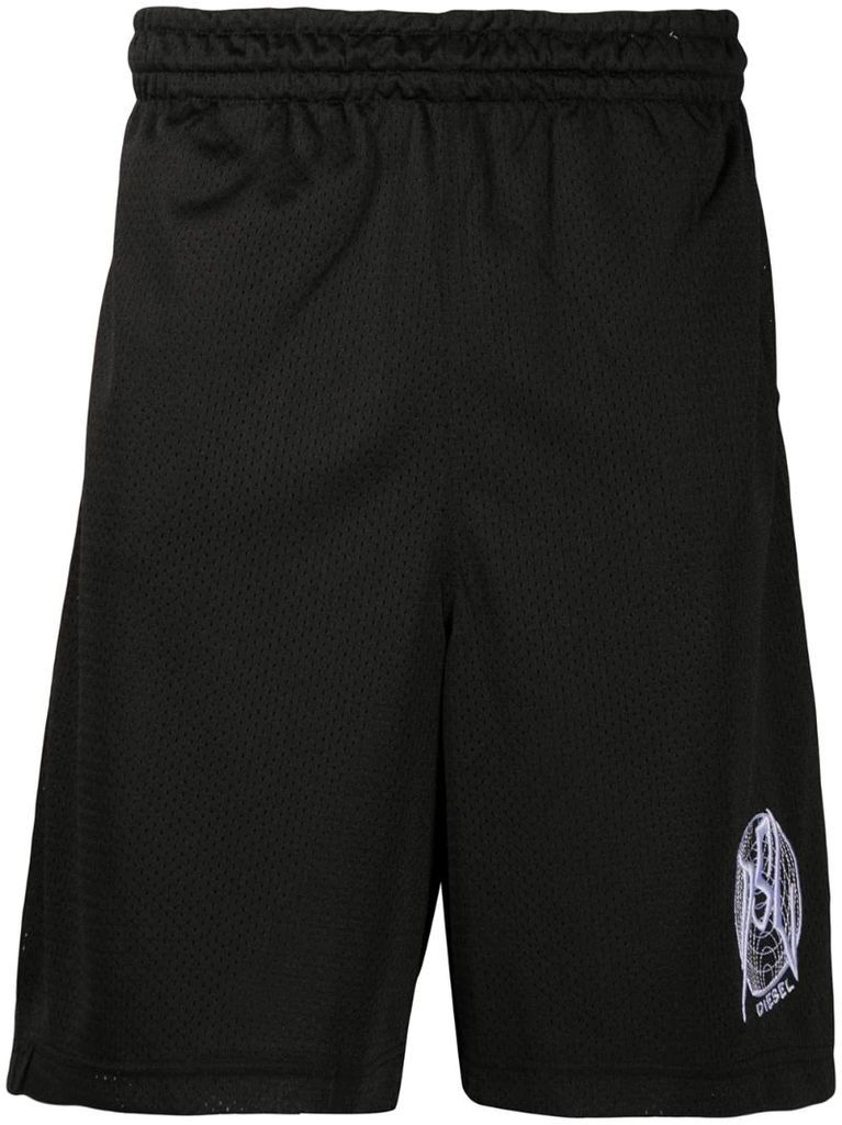 embroidered logo track shorts