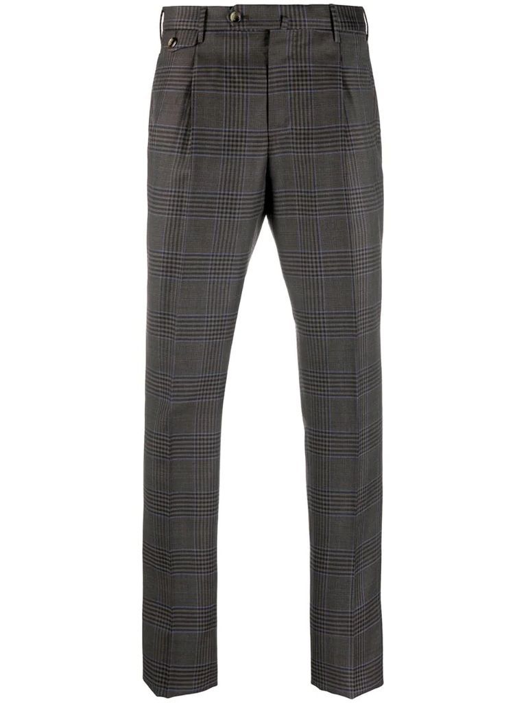 Prince of Wales check wool trousers