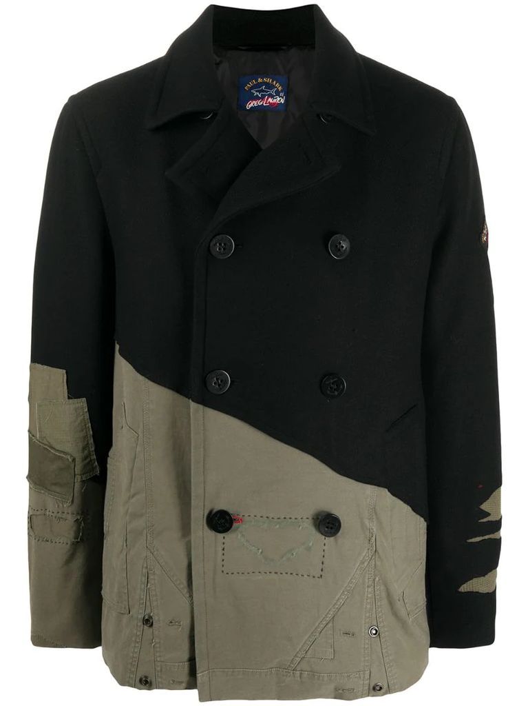 contrast panel distressed peacoat