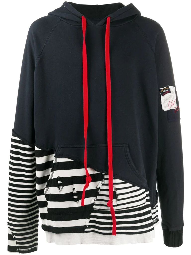 striped patchwork hoodie