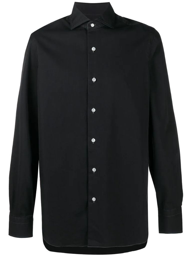 contrast-stitch long sleeved shirt