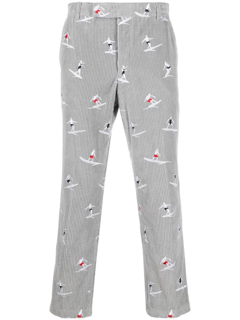 embroidered surfer corduroy trousers