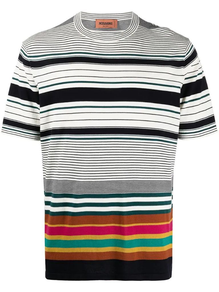 multi-stripe cotton T-shirt