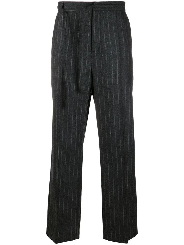 pinstripe straight-leg trousers