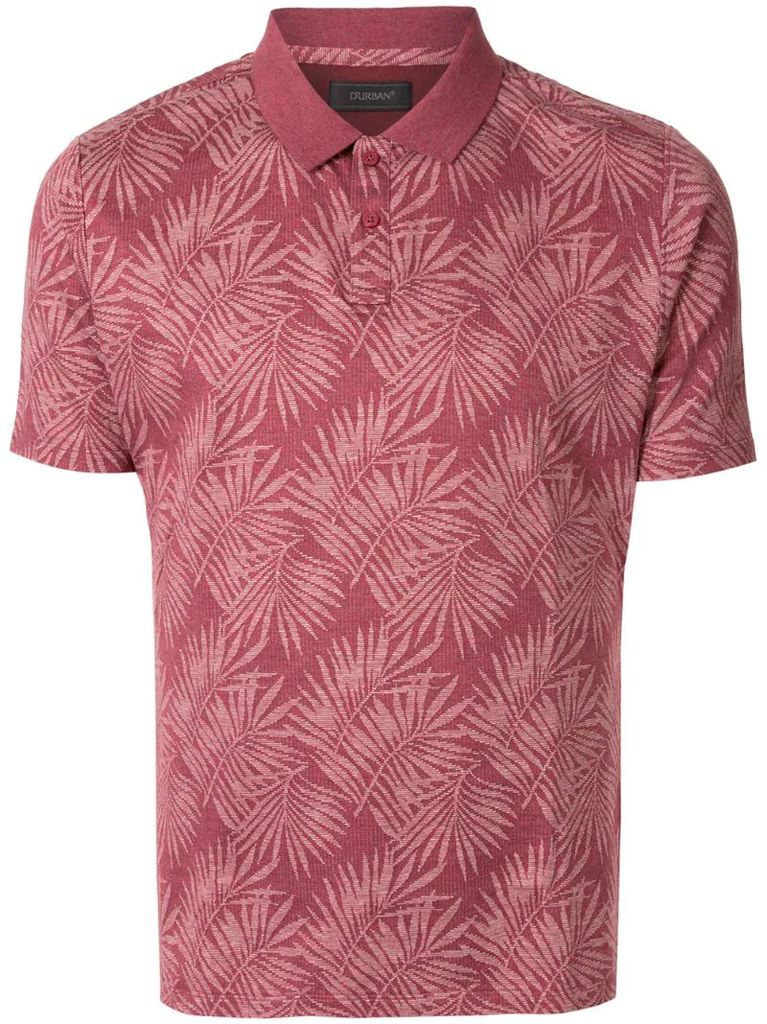 foliage-print short-sleeved polo shirt