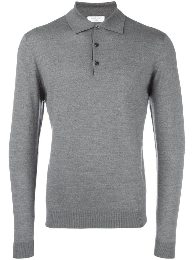 long sleeve knitted polo shirt