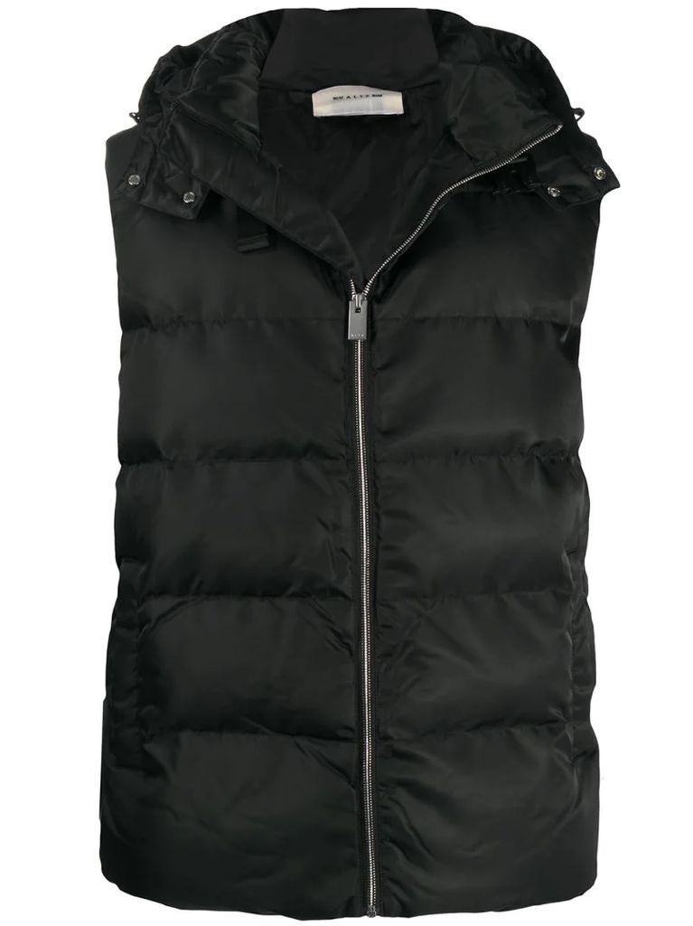 hooded quilted gilet