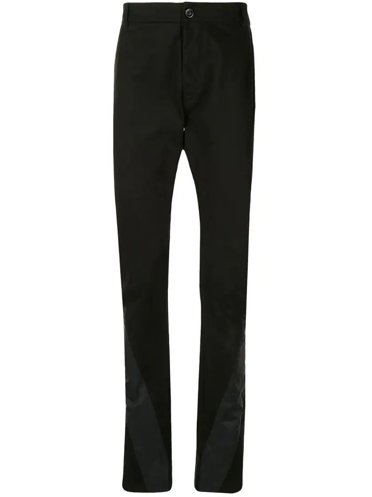 panelled mid-rise straight leg trousers