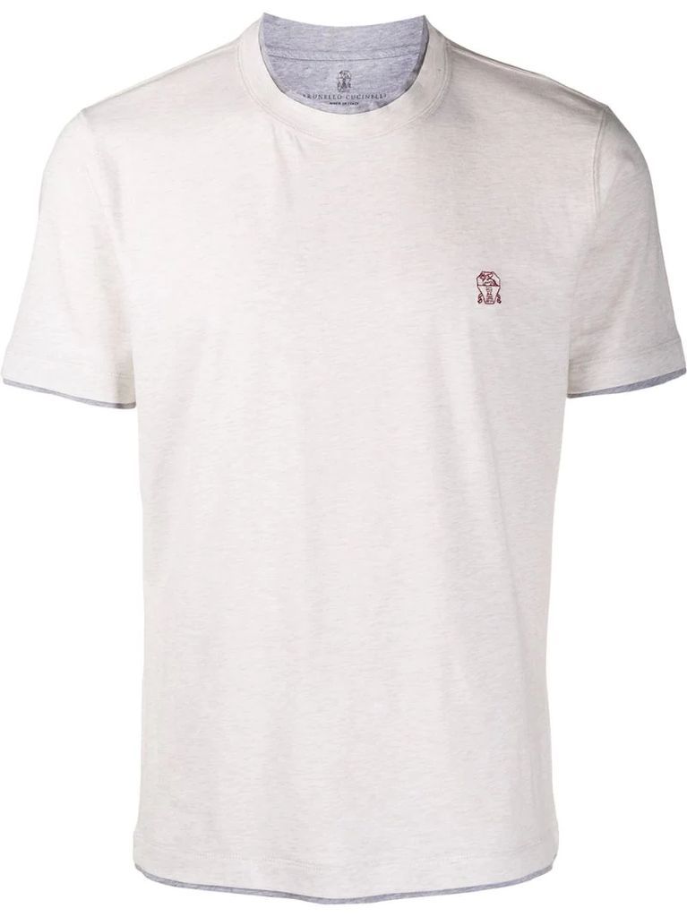 layered hem and logo T-shirt