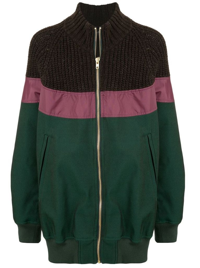 colour block knitted jacket