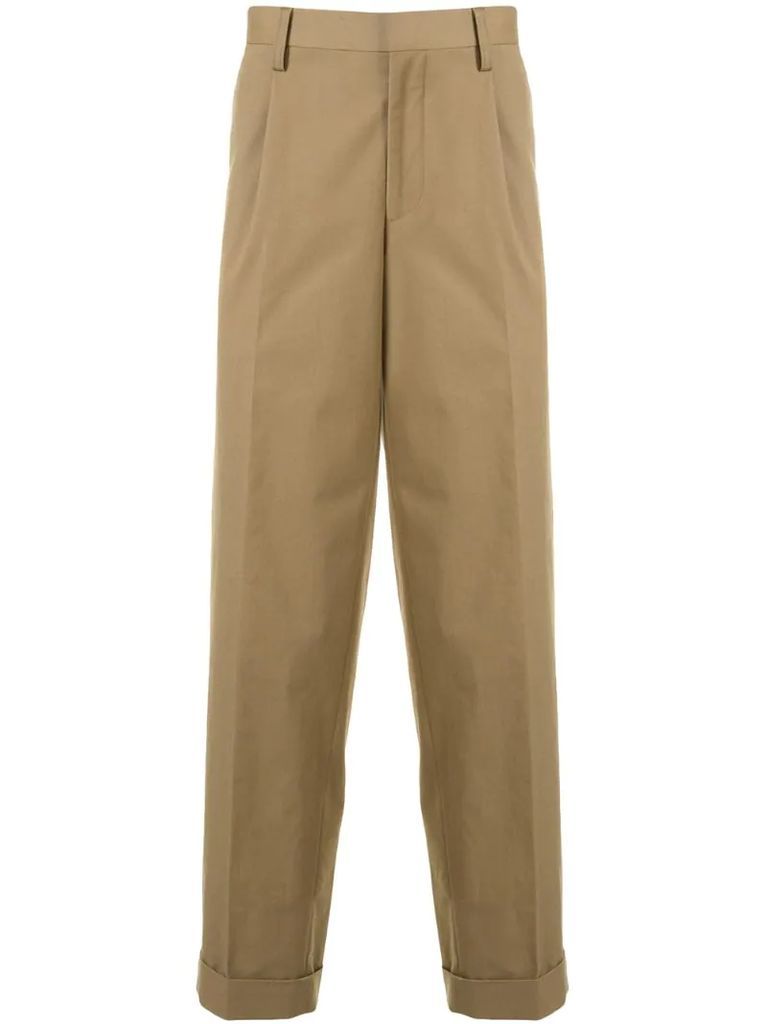 pleated detail cropped trousers