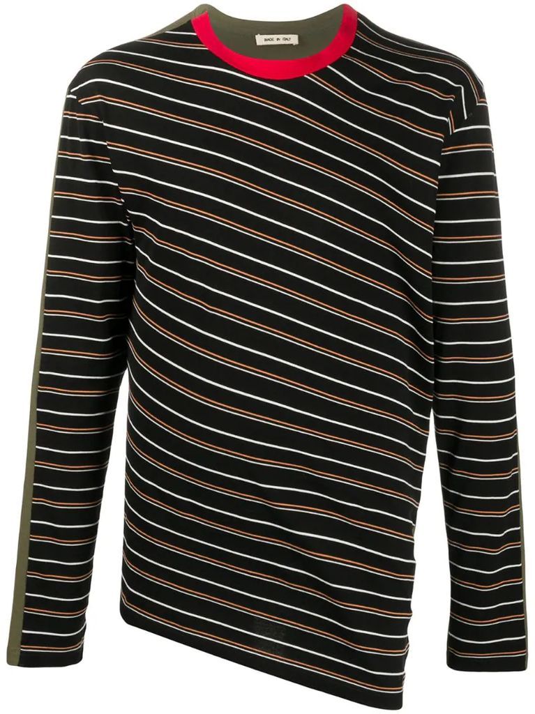 striped asymmetric T-shirt
