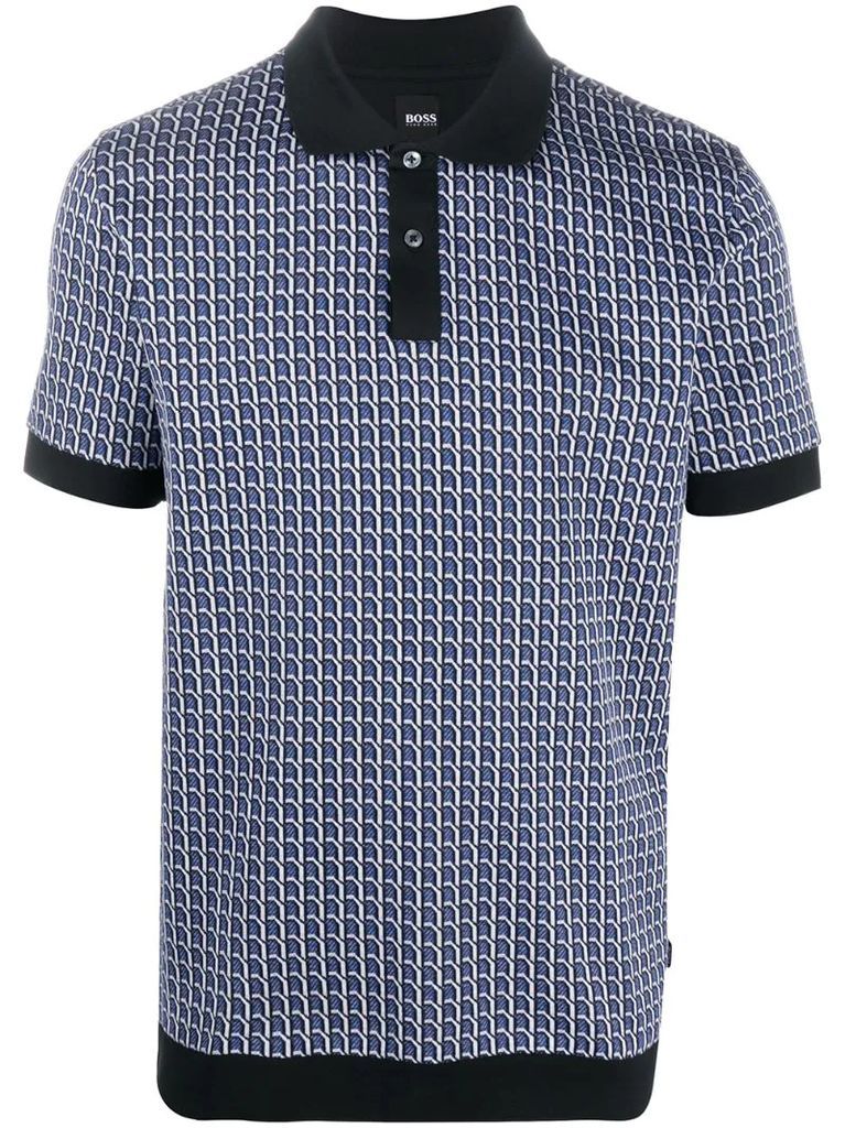 geometric pattern polo shirt