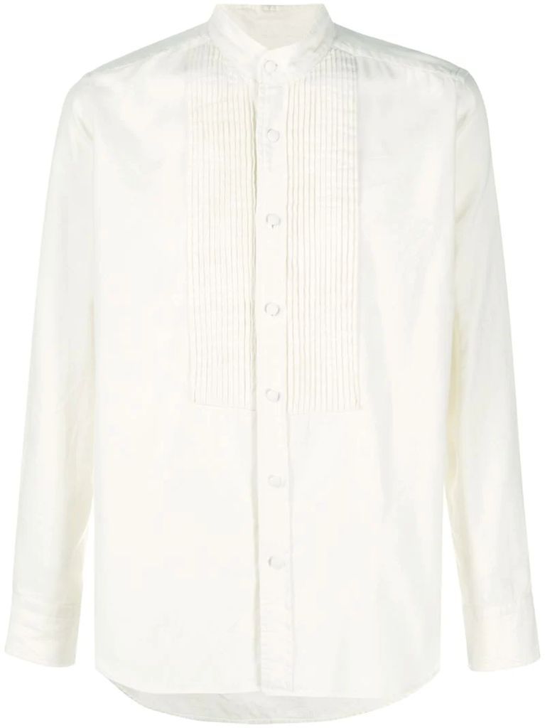 long sleeve pleated bib shirt