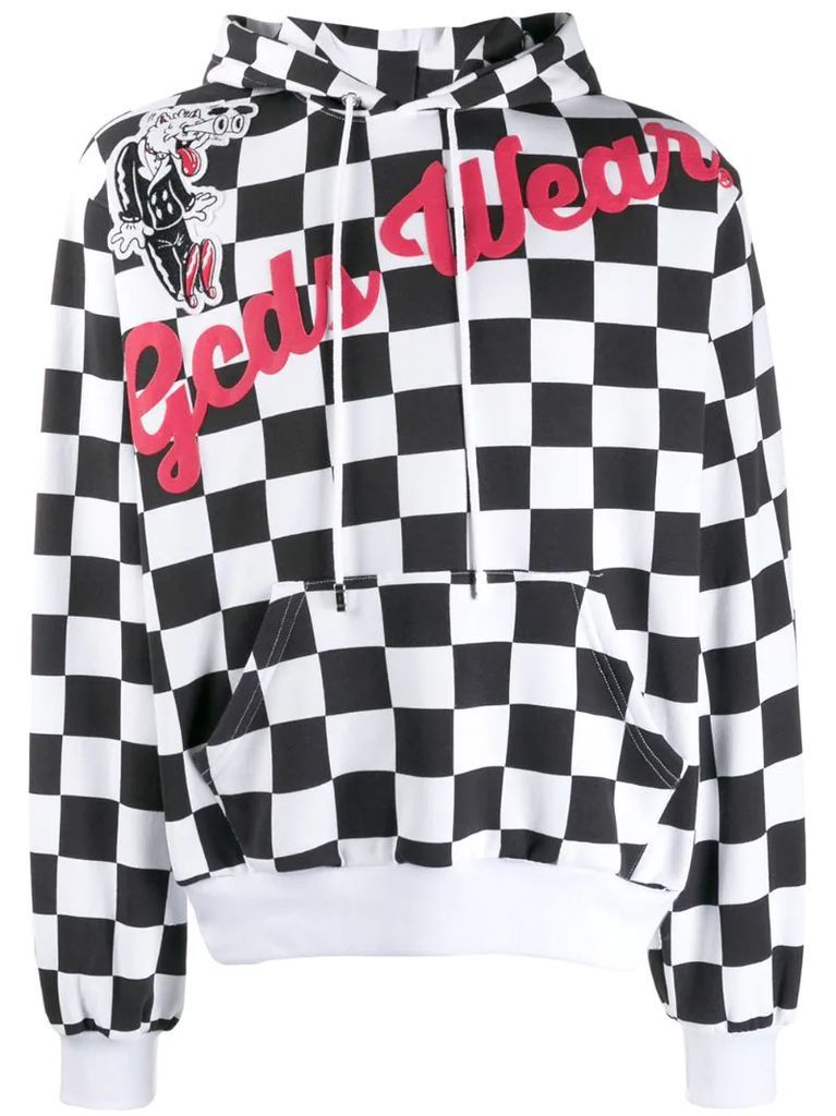 checked logo hoodie