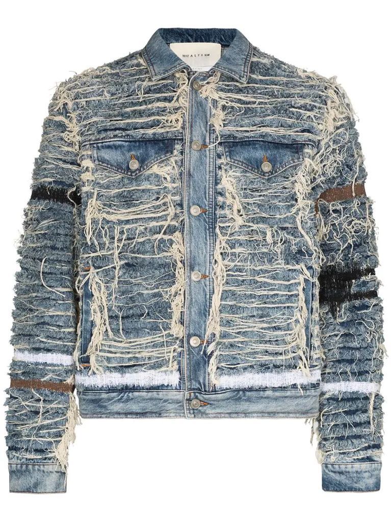 x Blackmeans shredded denim jacket