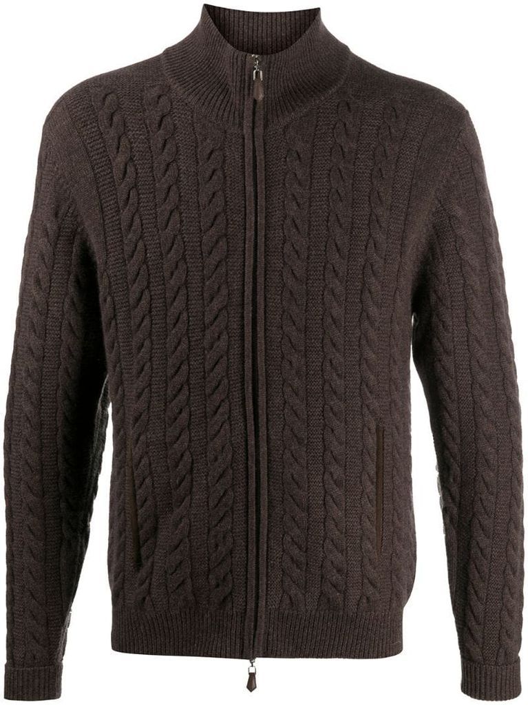 zipped chunky knit jumper