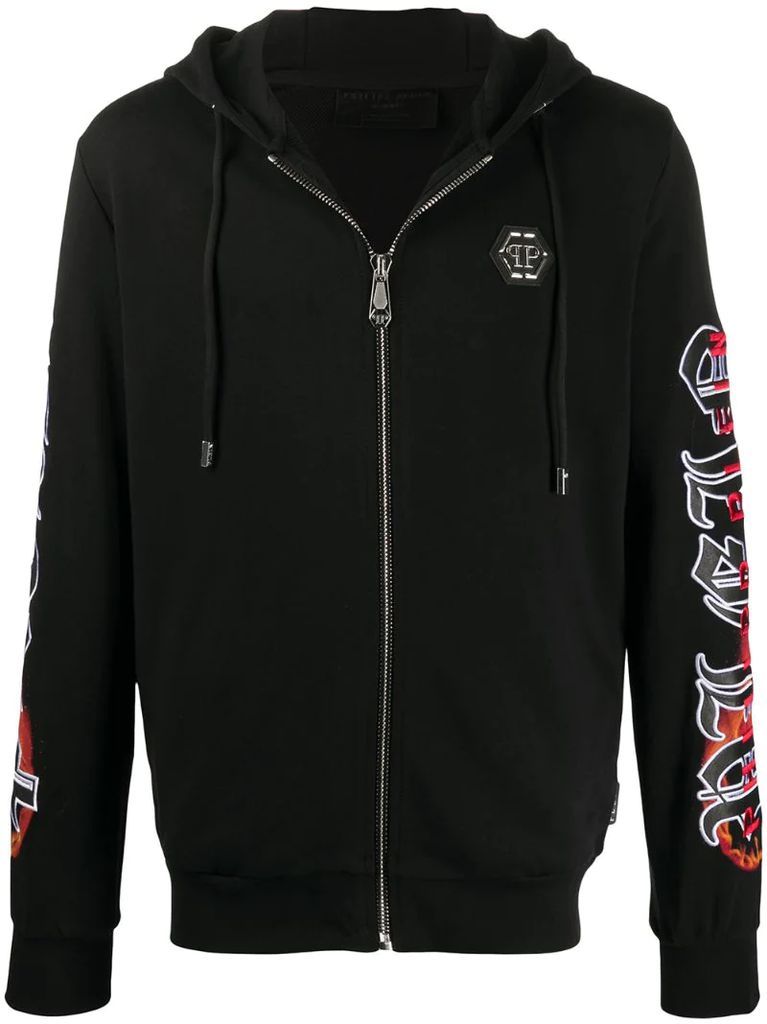 gothic embroidered logo hoodie