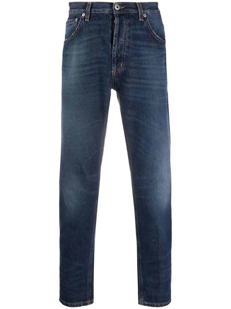 mid-rise ankle-crop jeans
