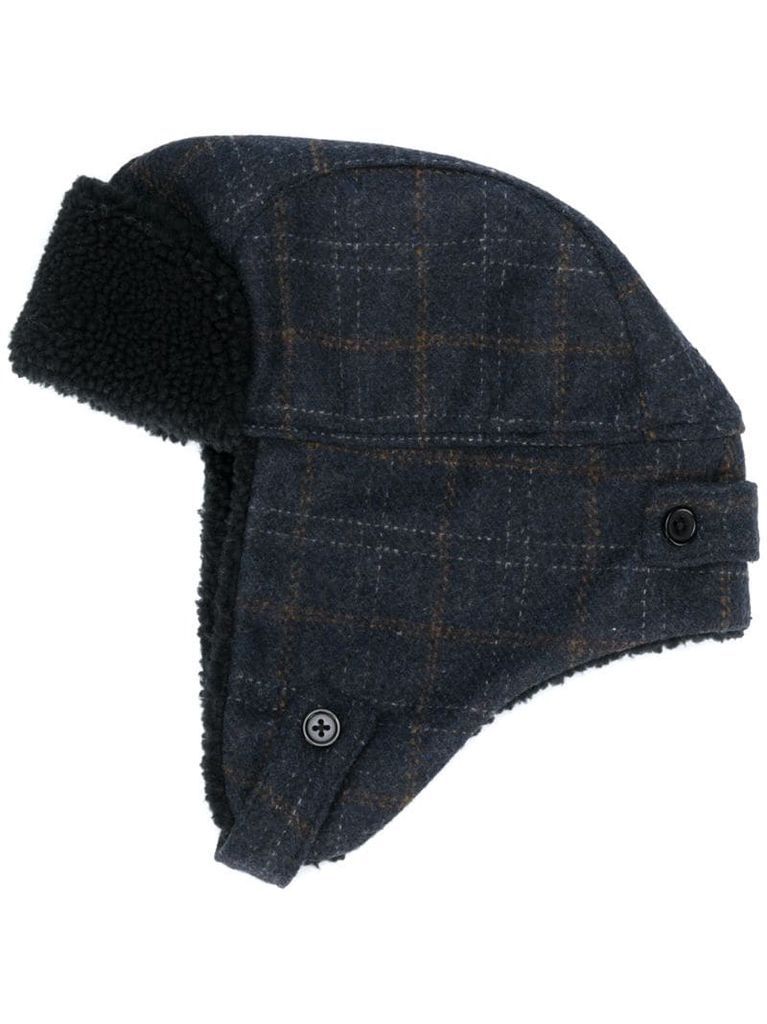 shearling trimmed hat