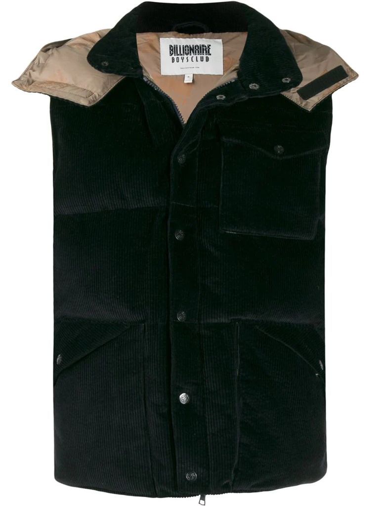 sleeveless hooded puffer jacket