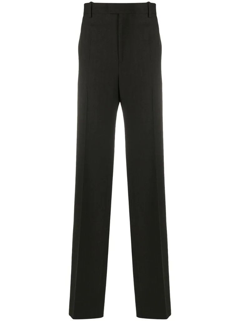 tailored straight-leg wool trousers
