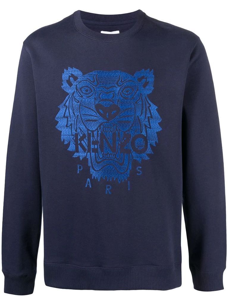 Tiger motif embroidered sweatshirt