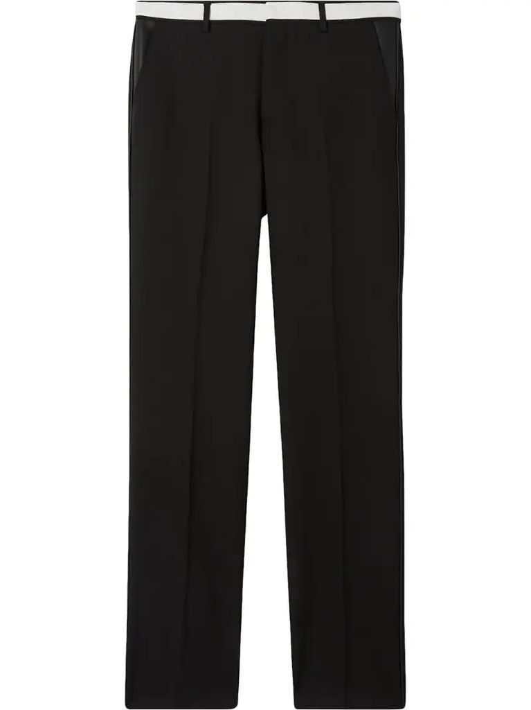 Classic Fit Lambskin Detail Wool Tailored Trousers