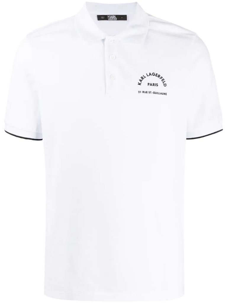Pique logo-print polo shirt