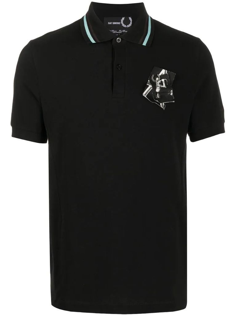 graphic patch polo shirt