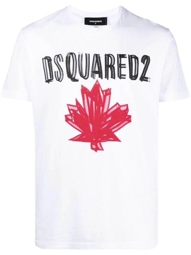 D2 leaf print T-shirt