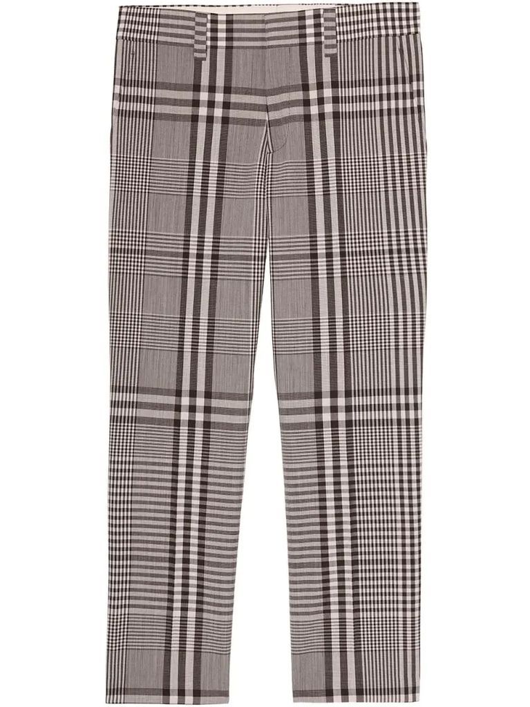 check technical tailored trousers