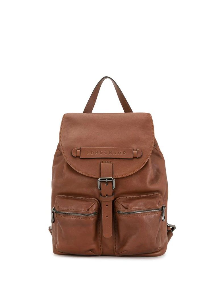 logo-appliquée leather backpack