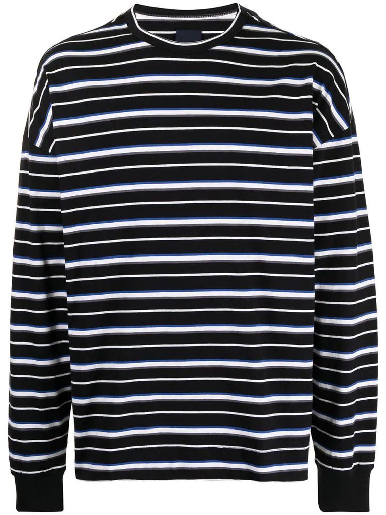 striped long-sleeved cotton T-shirt