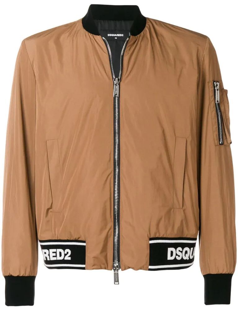 logo ribbed bomber jacket