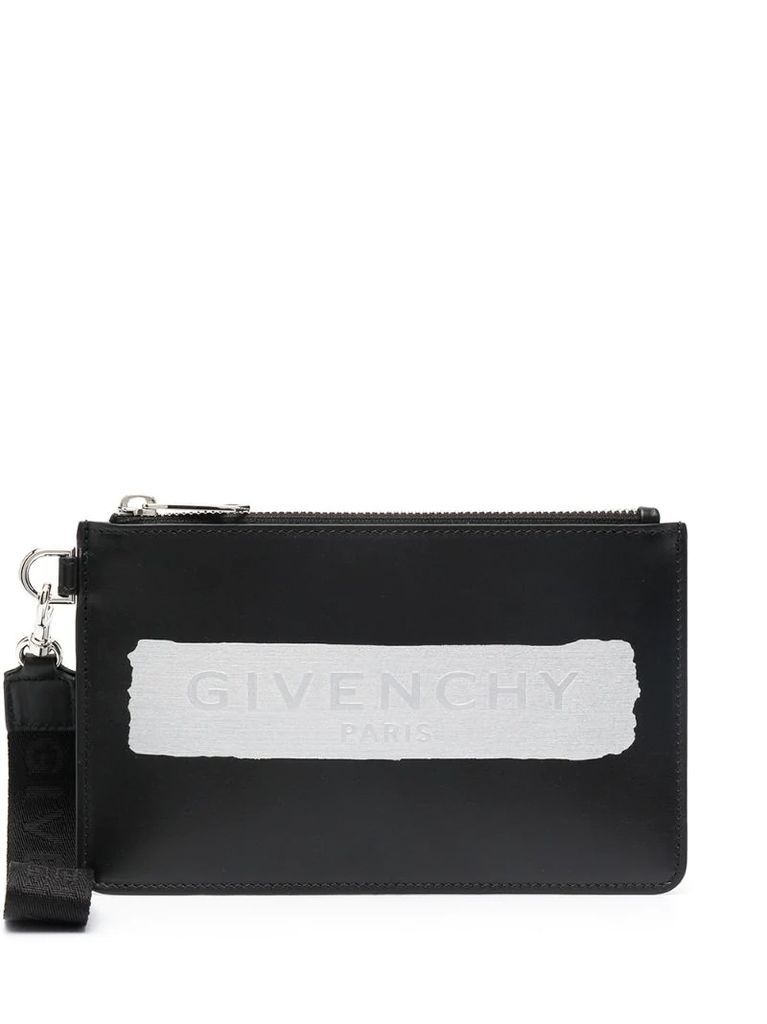 logo-print leather pouch