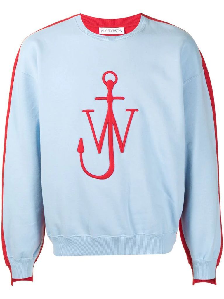 anchor-embroidered panelled sweatshirt