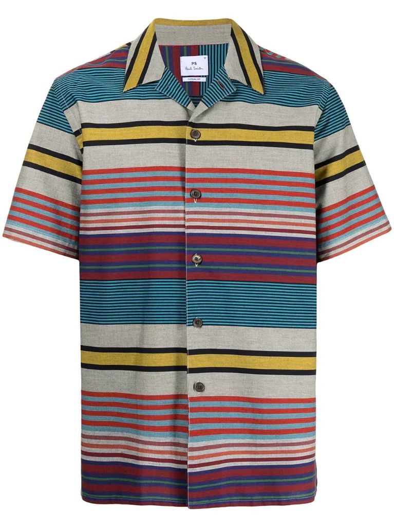 multi-stripe short-sleeved shirt