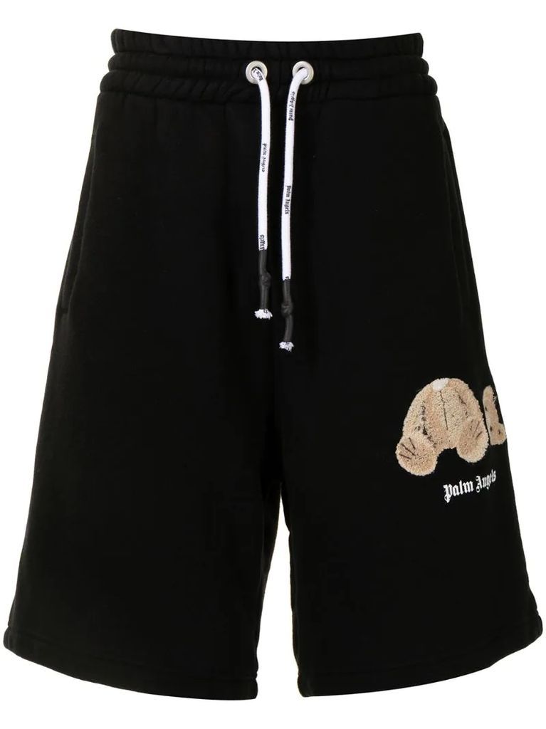 teddy-embroidered track shorts