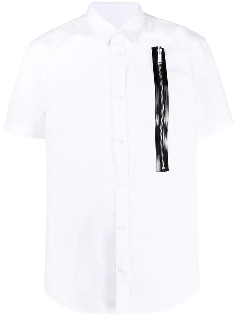 zip-detail cotton shirt