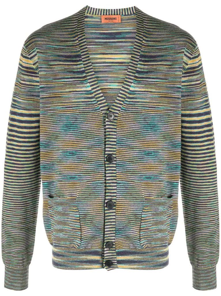 striped intarsia-knit cardigan