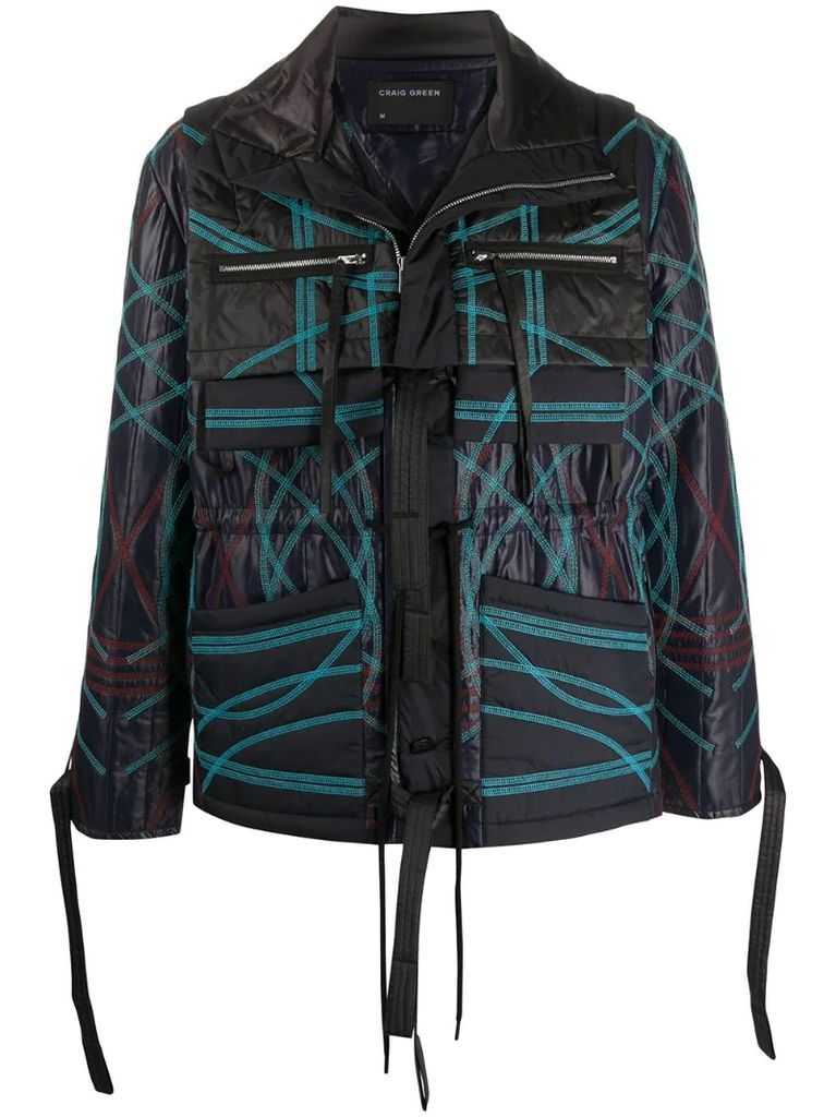 abstract print panelled jacket
