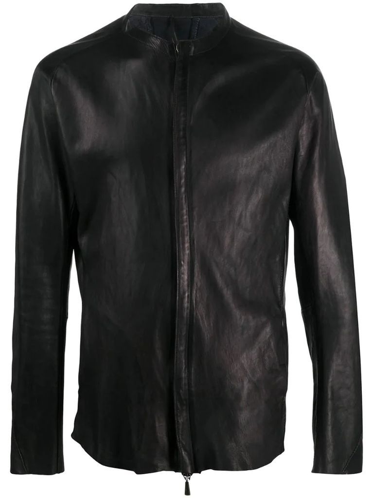 slim-fit leather jacket