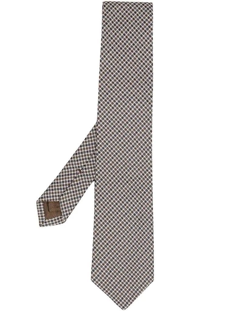 houndstooth print silk tie
